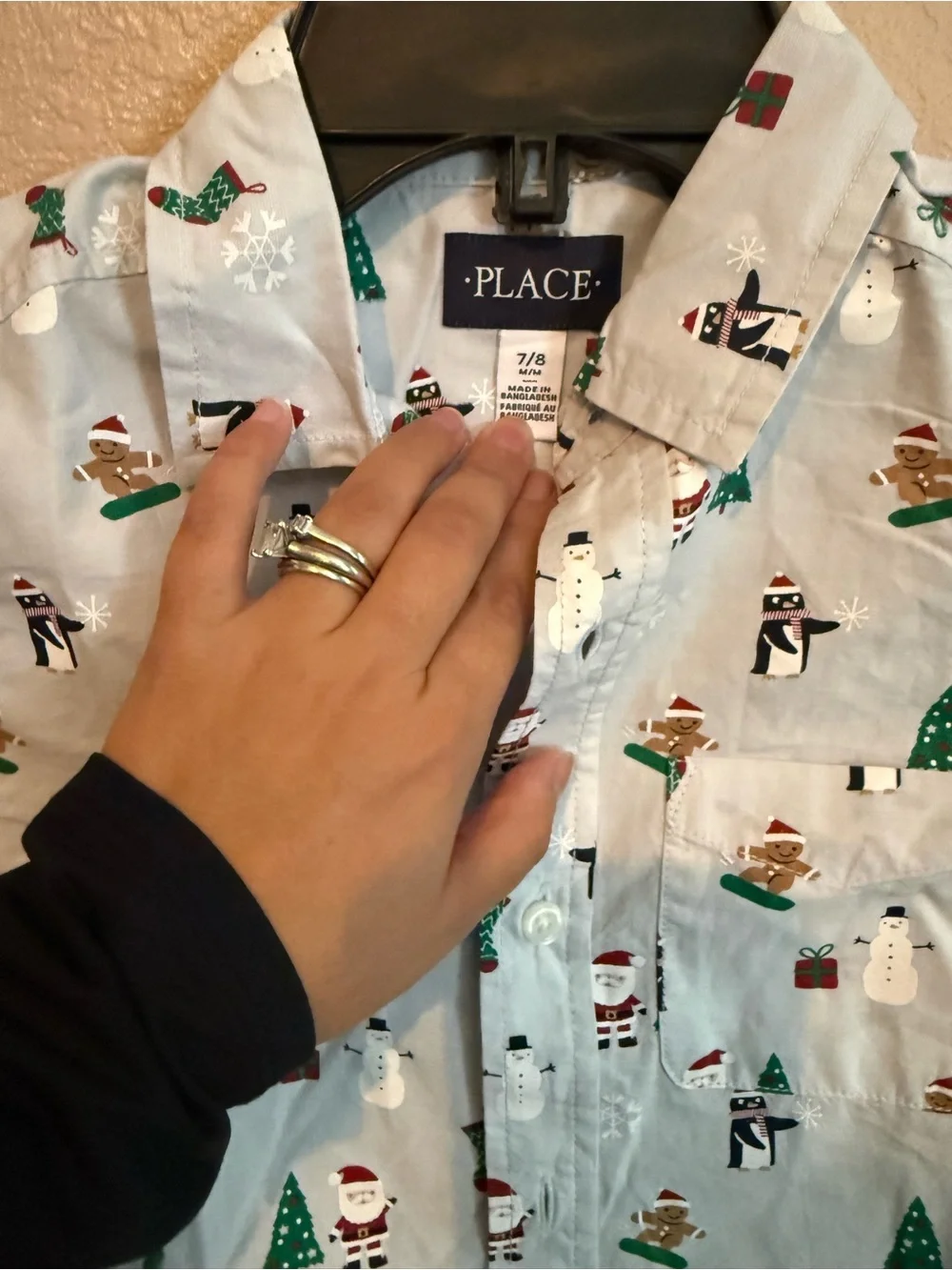 The Children's Place Light Blue Holiday Character Button-Down Shirt